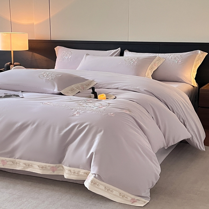 91家纺网 家纺一手货源 找家纺 小叮当家纺仓储工厂店 2025新款(买家秀不断货)亲肤A类全棉纯棉长绒棉全棉纯棉磨毛四件套-斯嘉丽系列 斯嘉丽-海葵紫