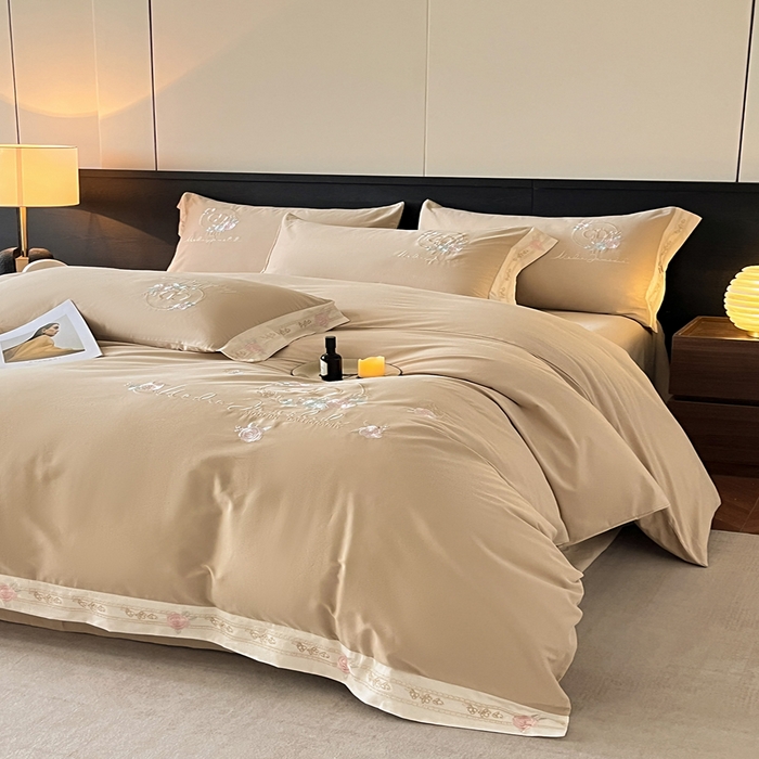 91家纺网 家纺一手货源 找家纺 小叮当家纺仓储工厂店 2025新款(买家秀不断货)亲肤A类全棉纯棉长绒棉全棉纯棉磨毛四件套-斯嘉丽系列 斯嘉丽-香槟金