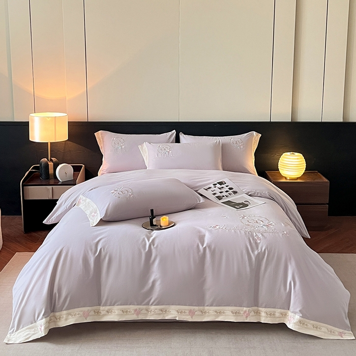 91家纺网 家纺一手货源 找家纺 小叮当家纺仓储工厂店 2025新款(买家秀不断货)亲肤A类全棉纯棉长绒棉全棉纯棉磨毛四件套-斯嘉丽系列 斯嘉丽-海葵紫