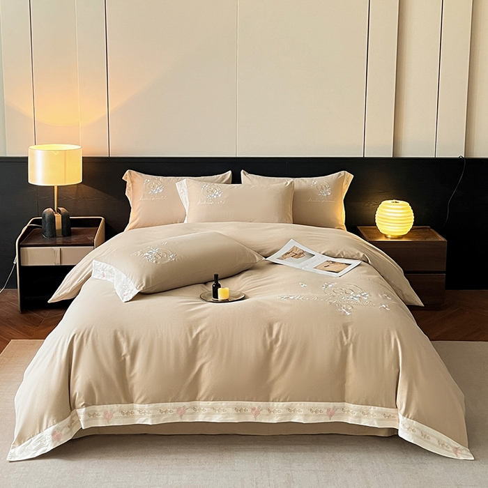 91家纺网 家纺一手货源 找家纺 小叮当家纺仓储工厂店 2025新款(买家秀不断货)亲肤A类全棉纯棉长绒棉全棉纯棉磨毛四件套-斯嘉丽系列 斯嘉丽-香槟金