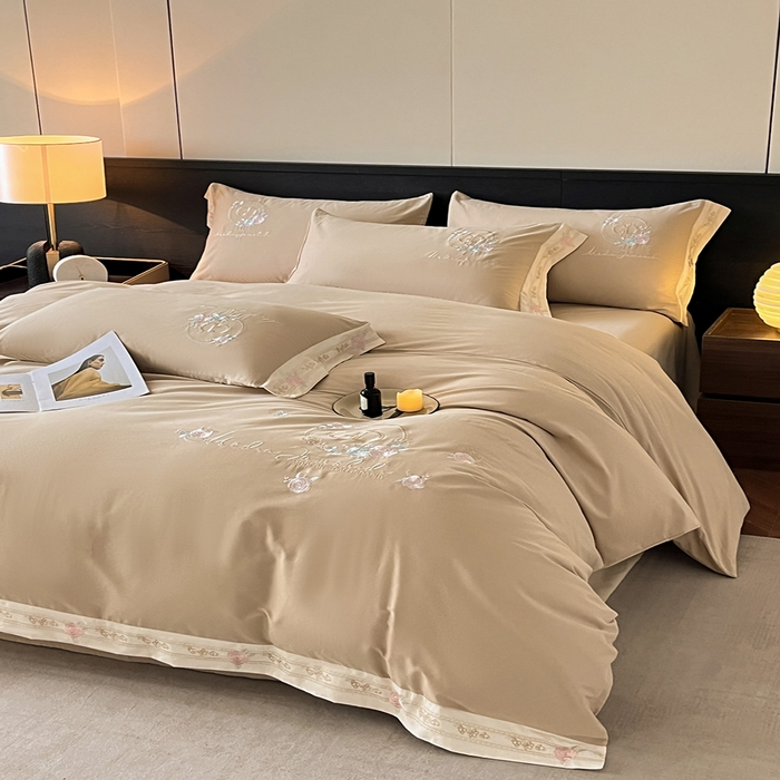 91家纺网 家纺一手货源 找家纺 小叮当家纺仓储工厂店 2025新款(买家秀不断货)亲肤A类全棉纯棉长绒棉全棉纯棉磨毛四件套-斯嘉丽系列 斯嘉丽-香槟金