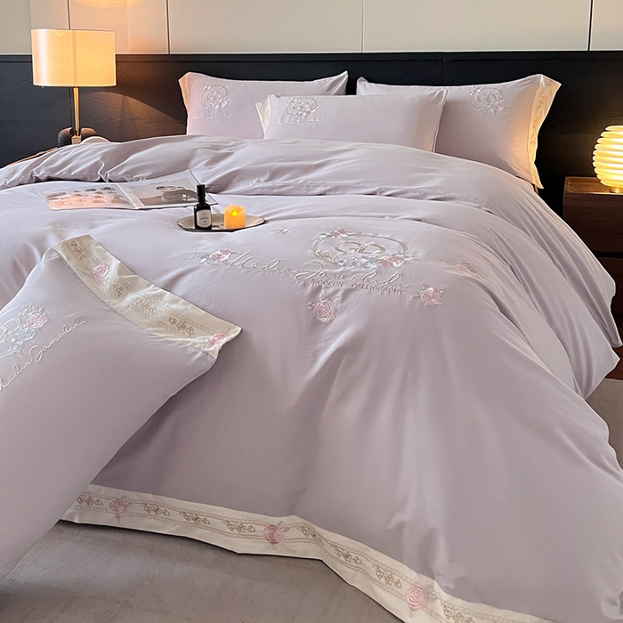 91家纺网 家纺一手货源 找家纺 小叮当家纺仓储工厂店 2025新款(买家秀不断货)亲肤A类全棉纯棉长绒棉全棉纯棉磨毛四件套-斯嘉丽系列 斯嘉丽-海葵紫