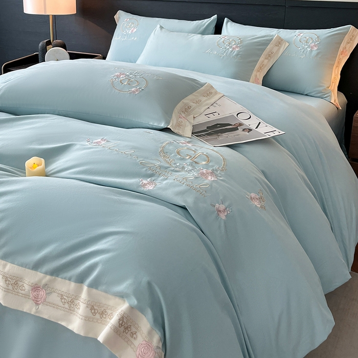 91家纺网 家纺一手货源 找家纺 小叮当家纺仓储工厂店 2025新款(买家秀不断货)亲肤A类全棉纯棉长绒棉全棉纯棉磨毛四件套-斯嘉丽系列 斯嘉丽-飘蓝