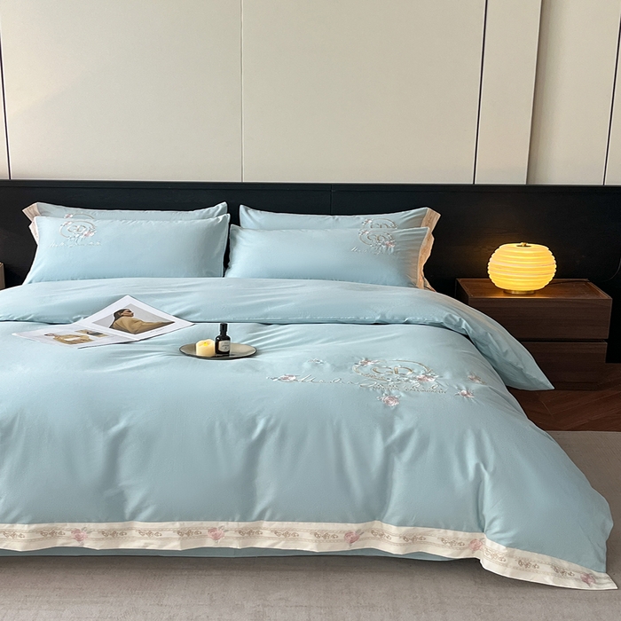 91家纺网 家纺一手货源 找家纺 小叮当家纺仓储工厂店 2025新款(买家秀不断货)亲肤A类全棉纯棉长绒棉全棉纯棉磨毛四件套-斯嘉丽系列 斯嘉丽-飘蓝