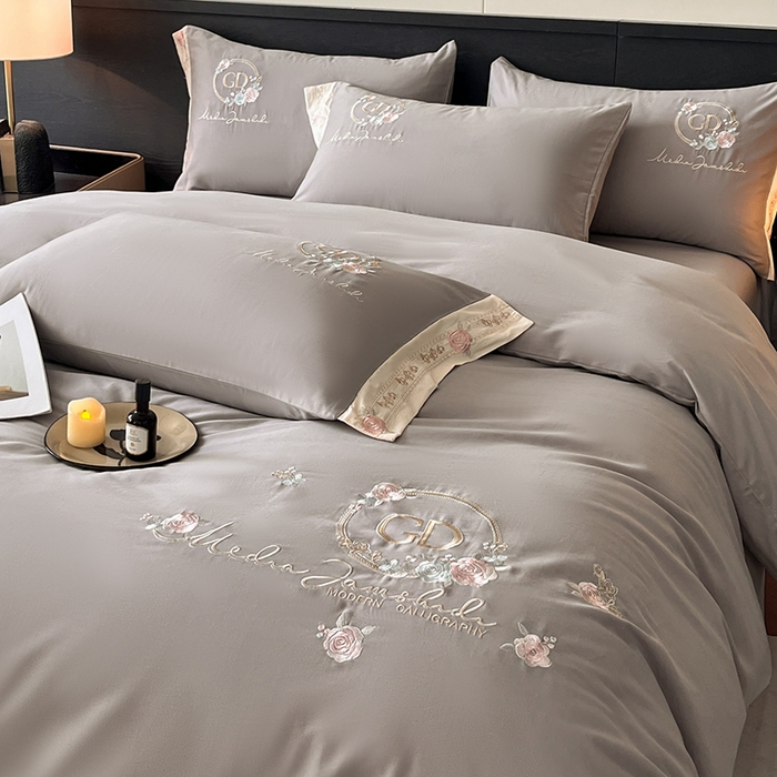 91家纺网 家纺一手货源 找家纺 小叮当家纺仓储工厂店 2025新款(买家秀不断货)亲肤A类全棉纯棉长绒棉全棉纯棉磨毛四件套-斯嘉丽系列 斯嘉丽-都市灰