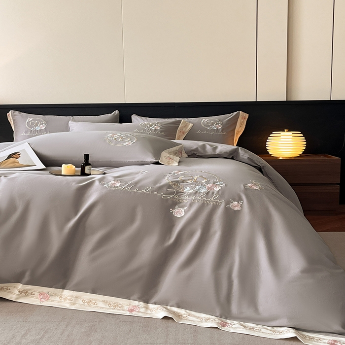 91家纺网 家纺一手货源 找家纺 小叮当家纺仓储工厂店 2025新款(买家秀不断货)亲肤A类全棉纯棉长绒棉全棉纯棉磨毛四件套-斯嘉丽系列 斯嘉丽-都市灰