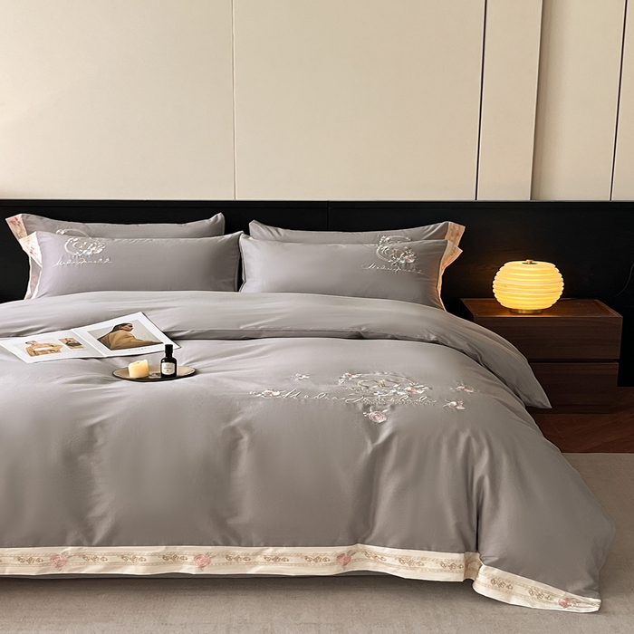 91家纺网 家纺一手货源 找家纺 小叮当家纺仓储工厂店 2025新款(买家秀不断货)亲肤A类全棉纯棉长绒棉全棉纯棉磨毛四件套-斯嘉丽系列 斯嘉丽-都市灰