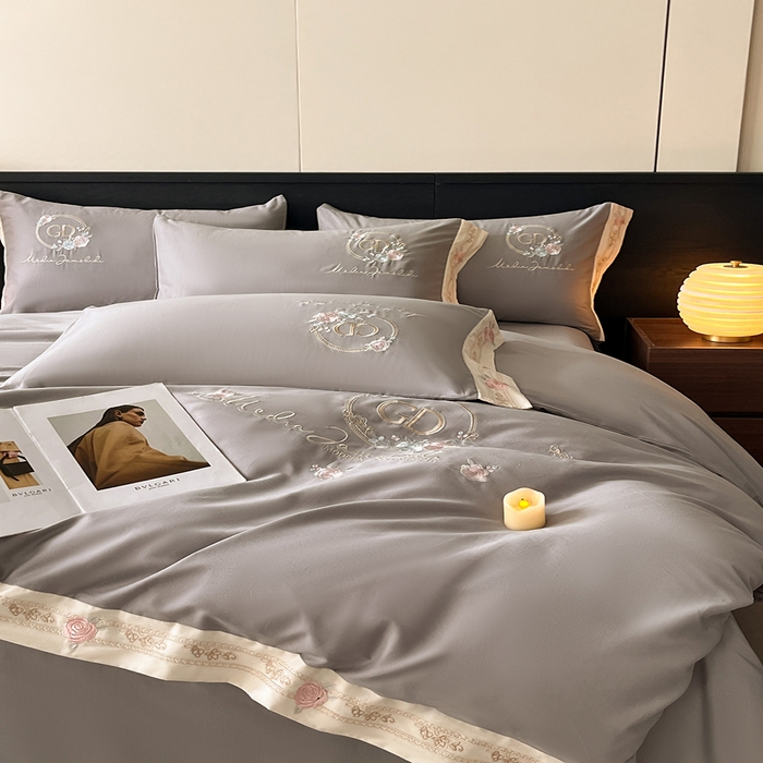 91家纺网 家纺一手货源 找家纺 小叮当家纺仓储工厂店 2025新款(买家秀不断货)亲肤A类全棉纯棉长绒棉全棉纯棉磨毛四件套-斯嘉丽系列 斯嘉丽-都市灰