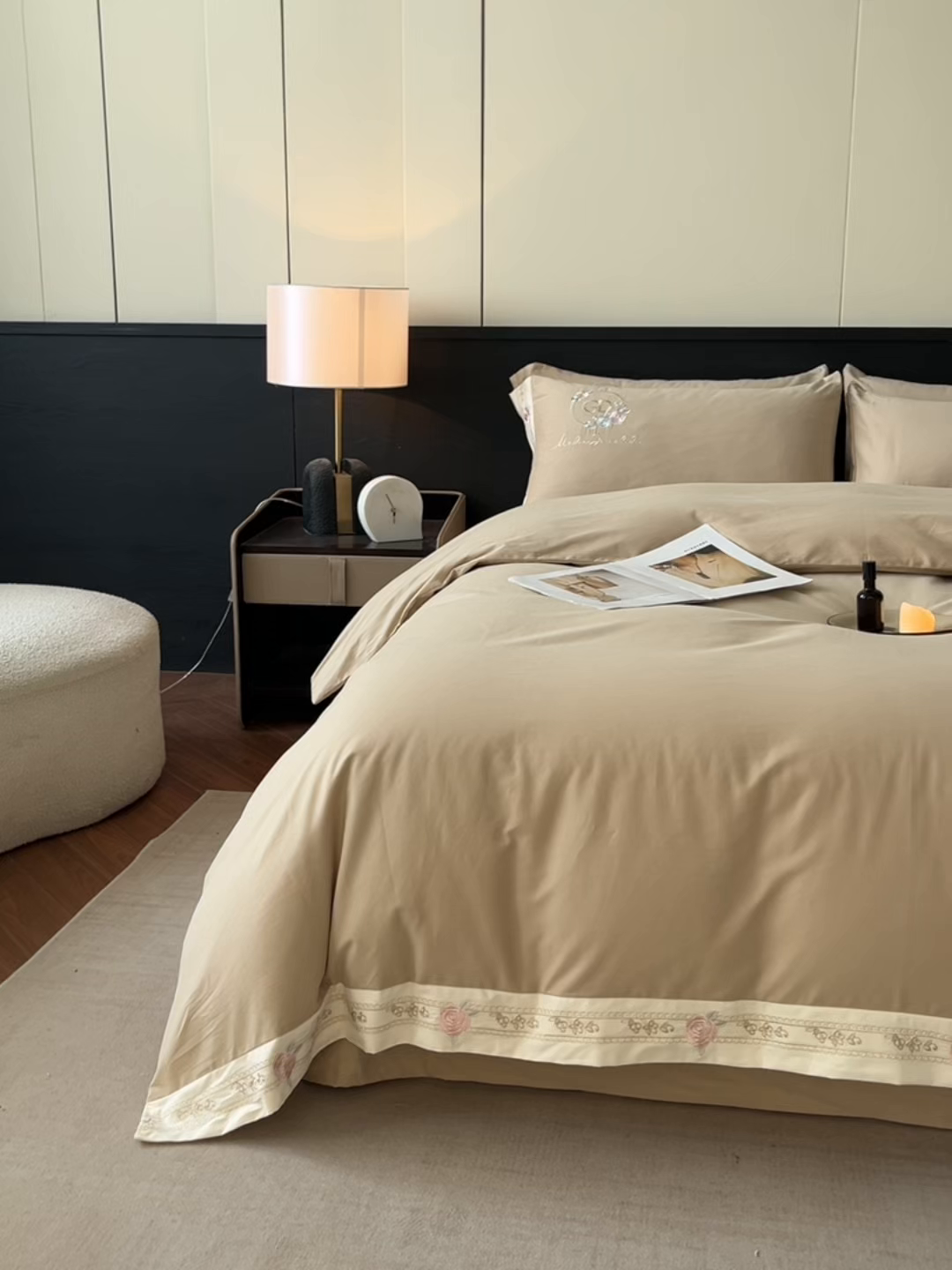 91家纺网 家纺一手货源 找家纺 小叮当家纺仓储工厂店 2025新款(买家秀不断货)亲肤A类全棉纯棉长绒棉全棉纯棉磨毛四件套-斯嘉丽系列 斯嘉丽-香槟金