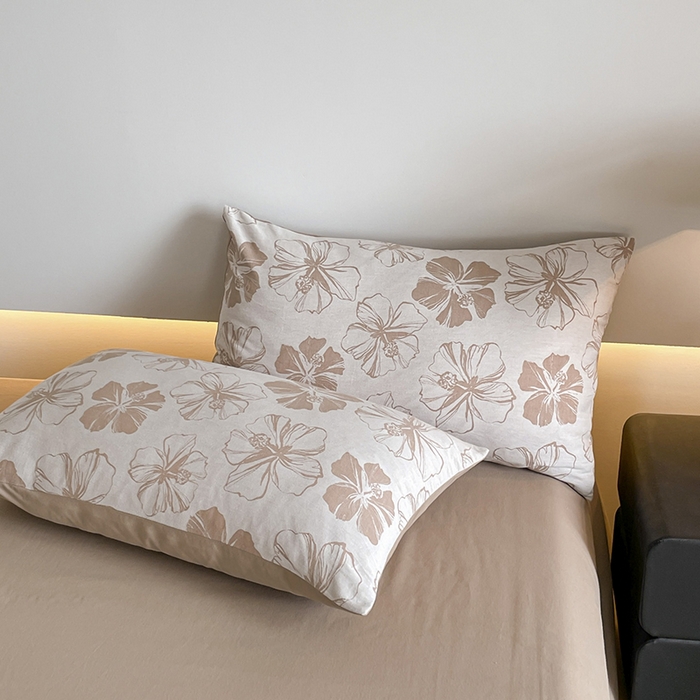 91家纺网 家纺一手货源 找家纺 小叮当家纺仓储工厂店 2025新款(买家秀 不断货)A类亲肤全棉纯棉色织大提花磨毛四件套床单床笠-花漾 繁花寄语-咖