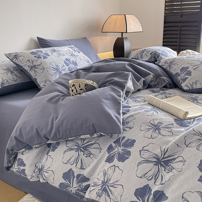 91家纺网 家纺一手货源 找家纺 （总）小叮当家纺仓储工厂店 2025新款(买家秀 不断货)A类亲肤全棉纯棉色织大提花磨毛四件套床单床笠-花漾