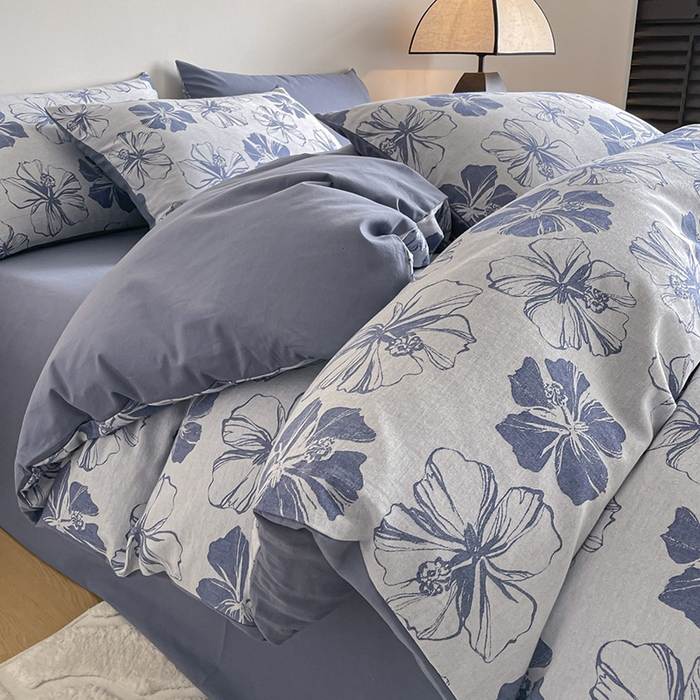 91家纺网 家纺一手货源 找家纺 （总）小叮当家纺仓储工厂店 2025新款(买家秀 不断货)A类亲肤全棉纯棉色织大提花磨毛四件套床单床笠-花漾