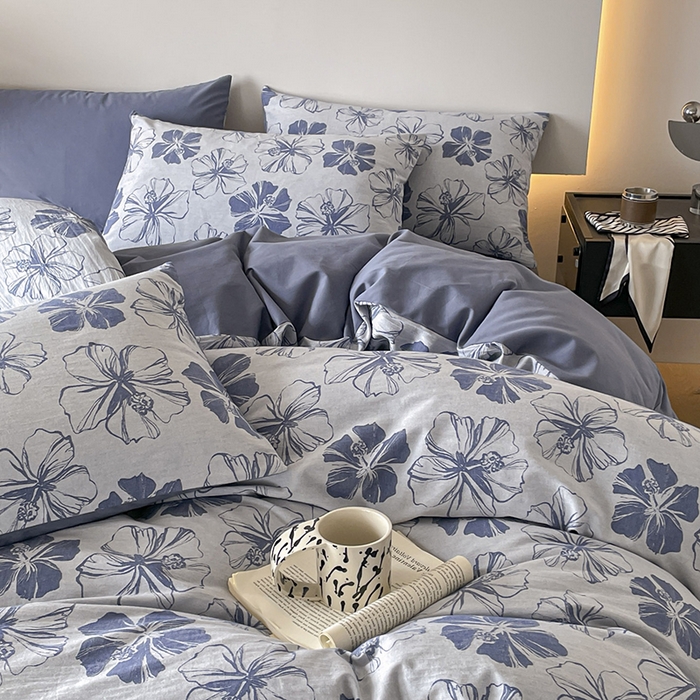 91家纺网 家纺一手货源 找家纺 （总）小叮当家纺仓储工厂店 2025新款(买家秀 不断货)A类亲肤全棉纯棉色织大提花磨毛四件套床单床笠-花漾