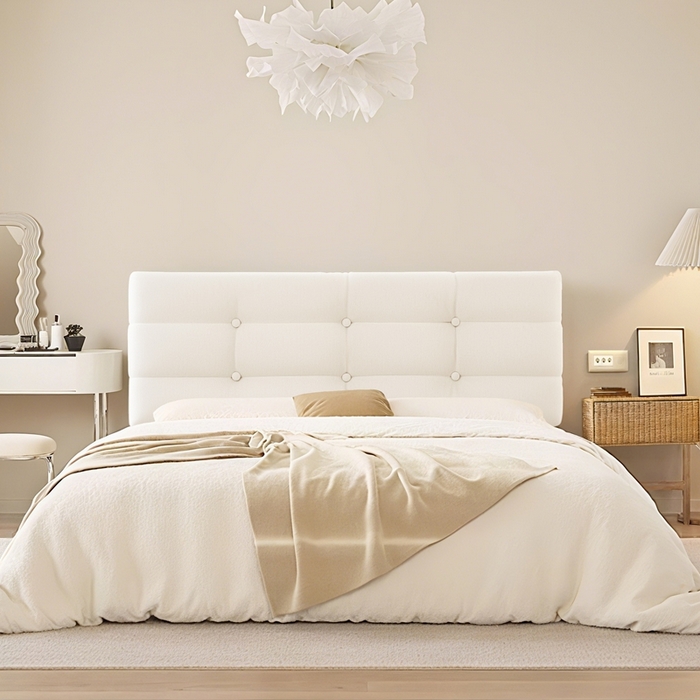 91家纺网 家纺一手货源 找家纺 沐沐家纺 2026新款小羊绒床头靠背（有床头款) 白色