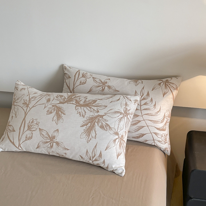 91家纺网 家纺一手货源 找家纺 小叮当家纺仓储工厂店 2025新款(买家秀 不断货)A类亲肤全棉纯棉色织大提花磨毛四件套床单床笠-花漾 花间入梦-咖