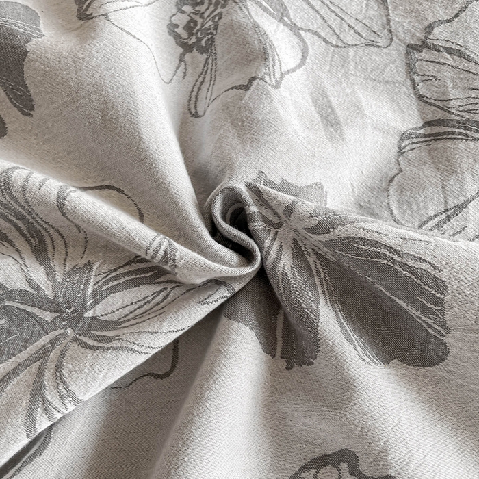 91家纺网 家纺一手货源 找家纺 小叮当家纺仓储工厂店 2025新款(买家秀 不断货)A类亲肤全棉纯棉色织大提花磨毛四件套床单床笠-花漾 繁花寄语-灰