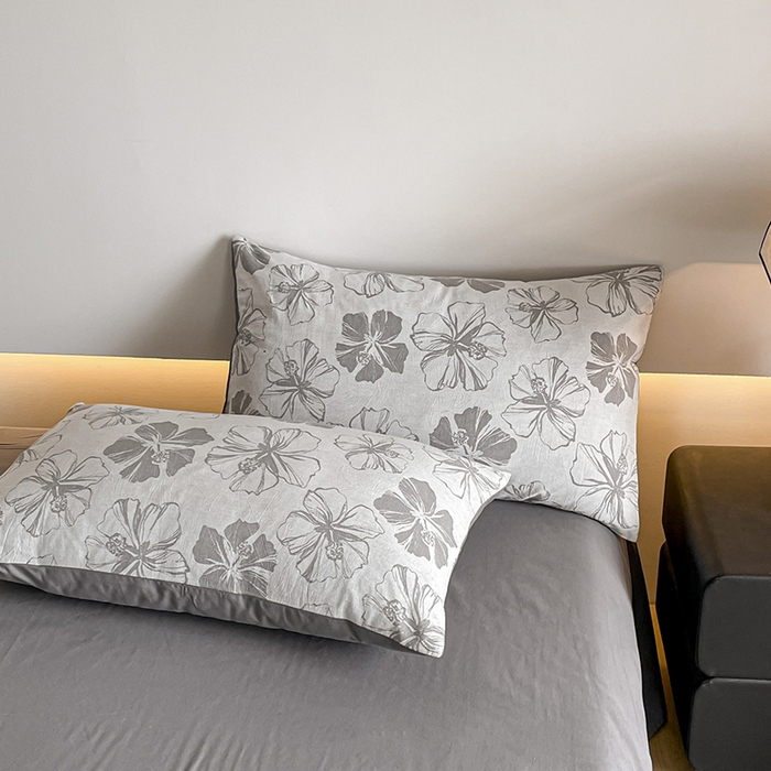 91家纺网 家纺一手货源 找家纺 小叮当家纺仓储工厂店 2025新款(买家秀 不断货)A类亲肤全棉纯棉色织大提花磨毛四件套床单床笠-花漾 繁花寄语-灰