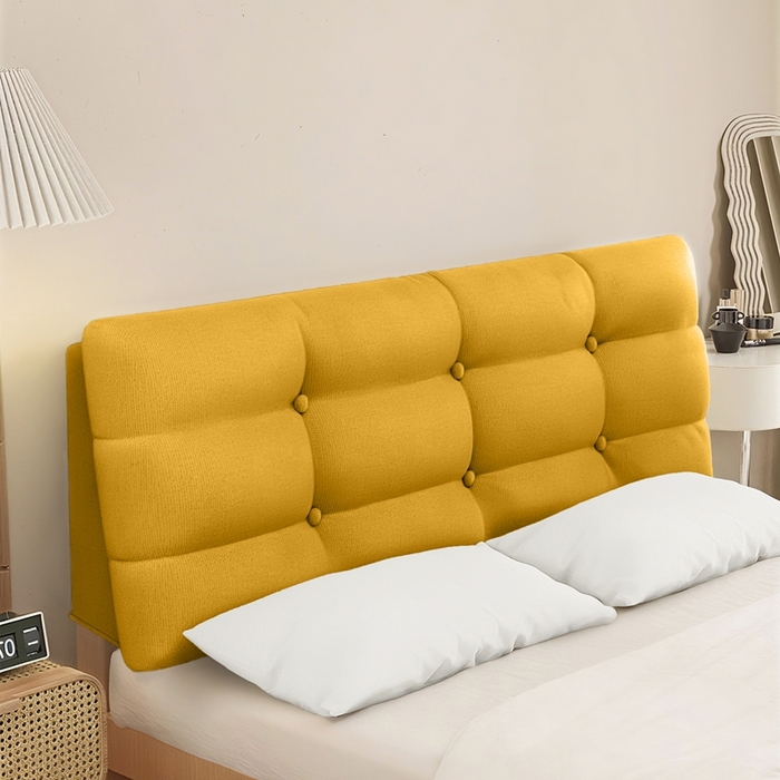 沐沐家纺 2026新款小羊绒床头靠背（有床头款) 黄色