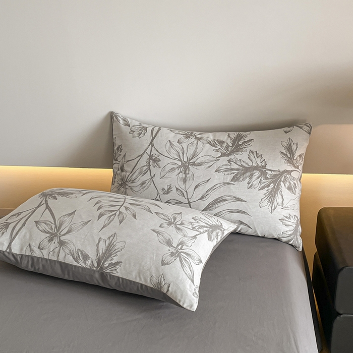 91家纺网 家纺一手货源 找家纺 小叮当家纺仓储工厂店 2025新款(买家秀 不断货)A类亲肤全棉纯棉色织大提花磨毛四件套床单床笠-花漾 花间入梦-灰