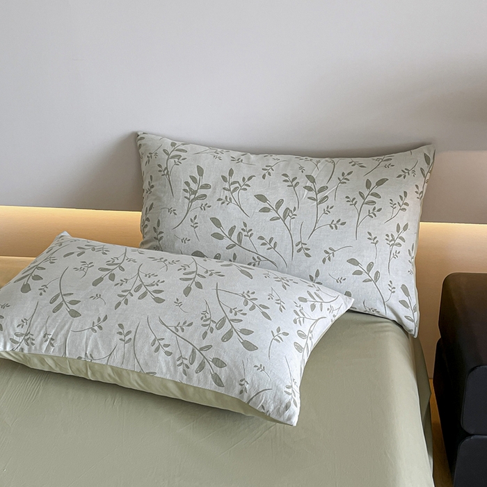 91家纺网 家纺一手货源 找家纺 小叮当家纺仓储工厂店 2025新款(买家秀 不断货)A类亲肤全棉纯棉色织大提花磨毛四件套床单床笠-花漾 浪漫满屋-绿