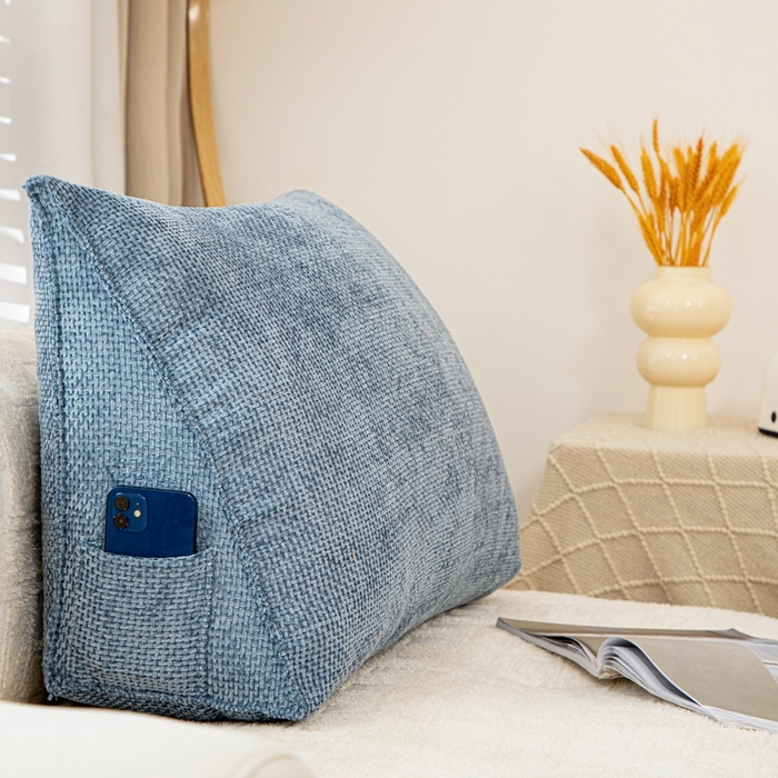 91家纺网 家纺一手货源 找家纺 沐沐家纺 2026新款十字绒三角靠背 孔雀蓝