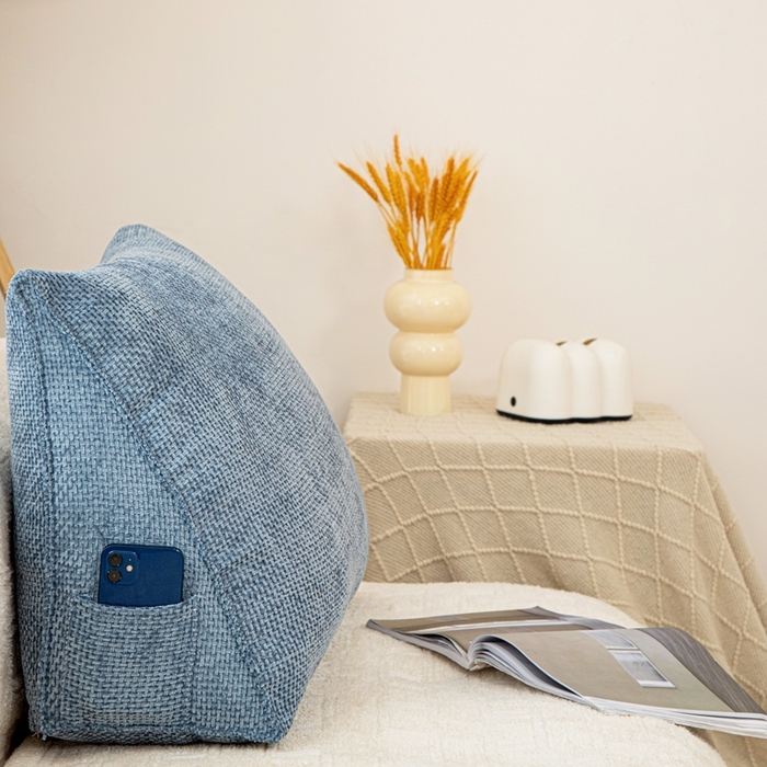 91家纺网 家纺一手货源 找家纺 沐沐家纺 2026新款十字绒三角靠背 孔雀蓝