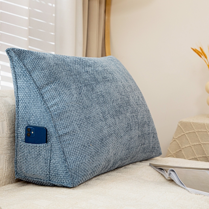 91家纺网 家纺一手货源 找家纺 沐沐家纺 2026新款十字绒三角靠背 孔雀蓝