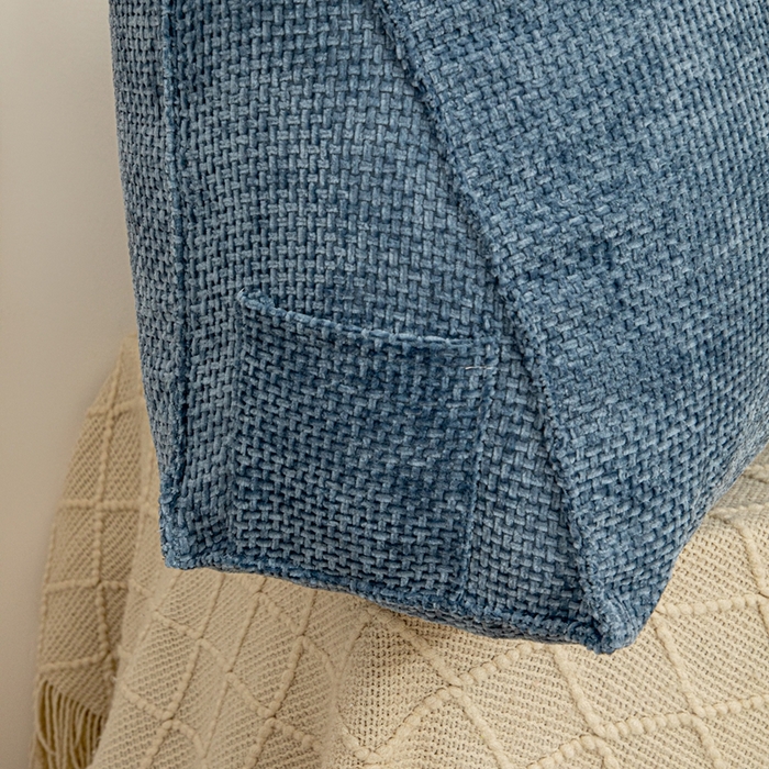 91家纺网 家纺一手货源 找家纺 沐沐家纺 2026新款十字绒三角靠背 孔雀蓝