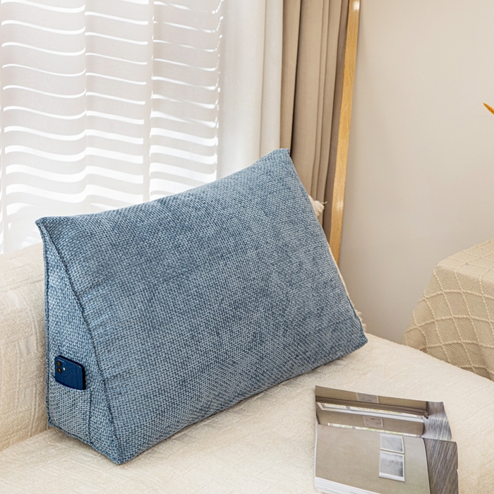 91家纺网 家纺一手货源 找家纺 沐沐家纺 2026新款十字绒三角靠背 孔雀蓝