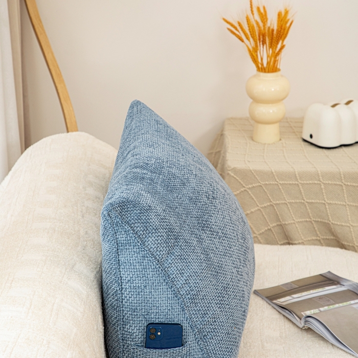 91家纺网 家纺一手货源 找家纺 沐沐家纺 2026新款十字绒三角靠背 孔雀蓝