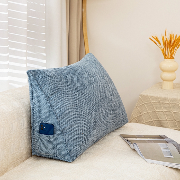 91家纺网 家纺一手货源 找家纺 沐沐家纺 2026新款十字绒三角靠背 孔雀蓝