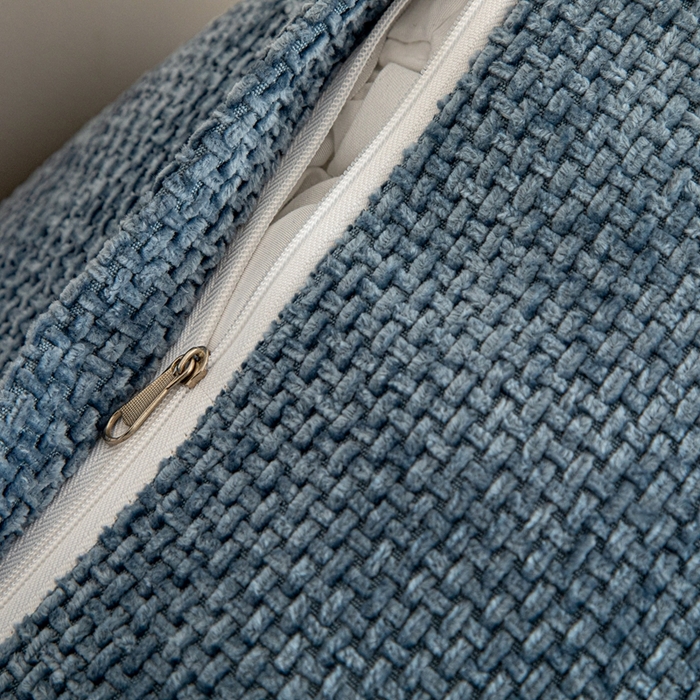 91家纺网 家纺一手货源 找家纺 沐沐家纺 2026新款十字绒三角靠背 孔雀蓝