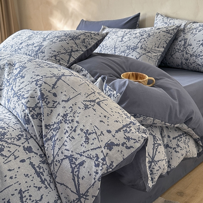 91家纺网 家纺一手货源 找家纺 （总）小叮当家纺仓储工厂店 2025新款(买家秀 不断货)亲肤A类母婴级全棉纯棉三层纱色织提花磨毛四件套素影