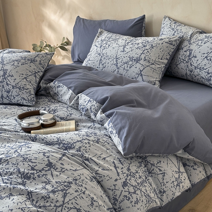 91家纺网 家纺一手货源 找家纺 （总）小叮当家纺仓储工厂店 2025新款(买家秀 不断货)亲肤A类母婴级全棉纯棉三层纱色织提花磨毛四件套素影