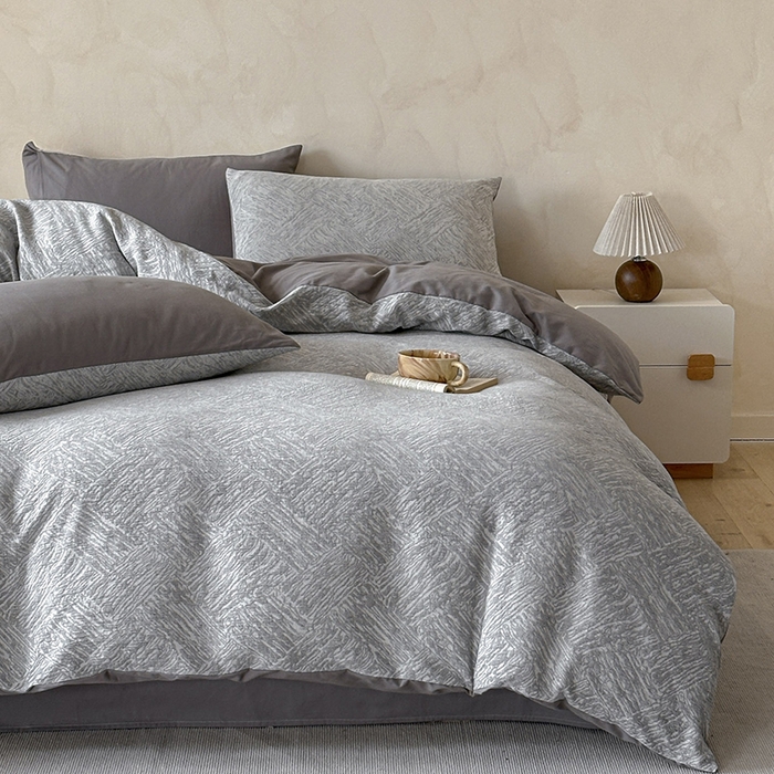 91家纺网 家纺一手货源 找家纺 （总）小叮当家纺仓储工厂店 2025新款(买家秀 不断货)亲肤A类母婴级全棉纯棉三层纱色织提花磨毛四件套素影