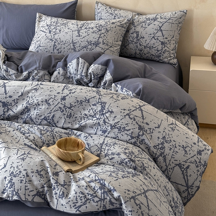 91家纺网 家纺一手货源 找家纺 （总）小叮当家纺仓储工厂店 2025新款(买家秀 不断货)亲肤A类母婴级全棉纯棉三层纱色织提花磨毛四件套素影