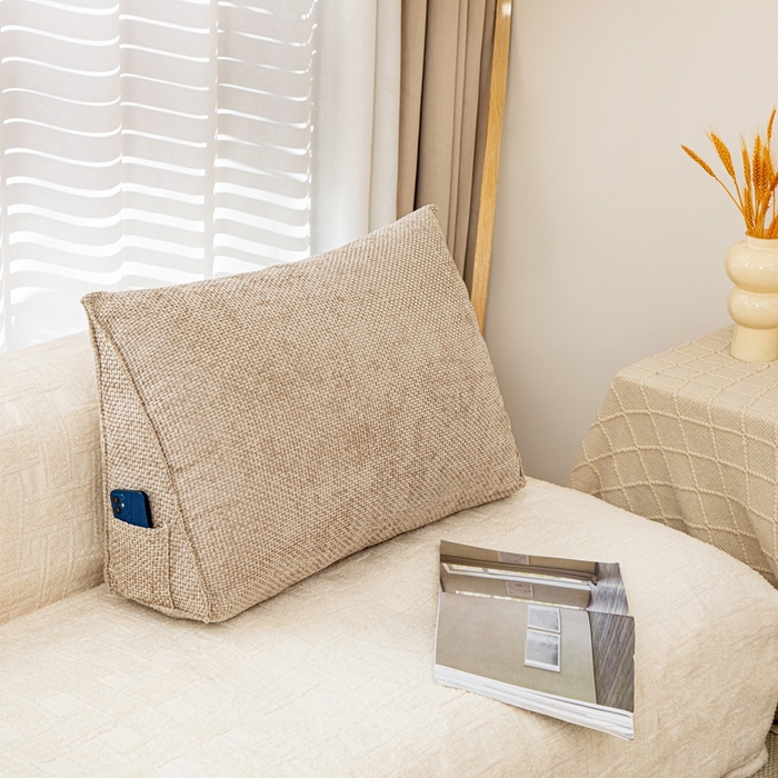 91家纺网 家纺一手货源 找家纺 沐沐家纺 2026新款十字绒三角靠背 琉璃咖