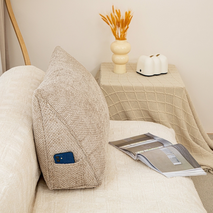 91家纺网 家纺一手货源 找家纺 沐沐家纺 2026新款十字绒三角靠背 琉璃咖