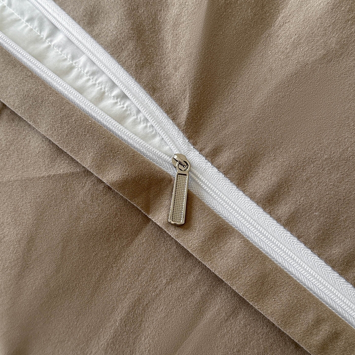 91家纺网 家纺一手货源 找家纺 小叮当家纺仓储工厂店 2025新款(买家秀 不断货)亲肤A类母婴级全棉纯棉三层纱色织提花磨毛四件套素影 素影-本色-米咖