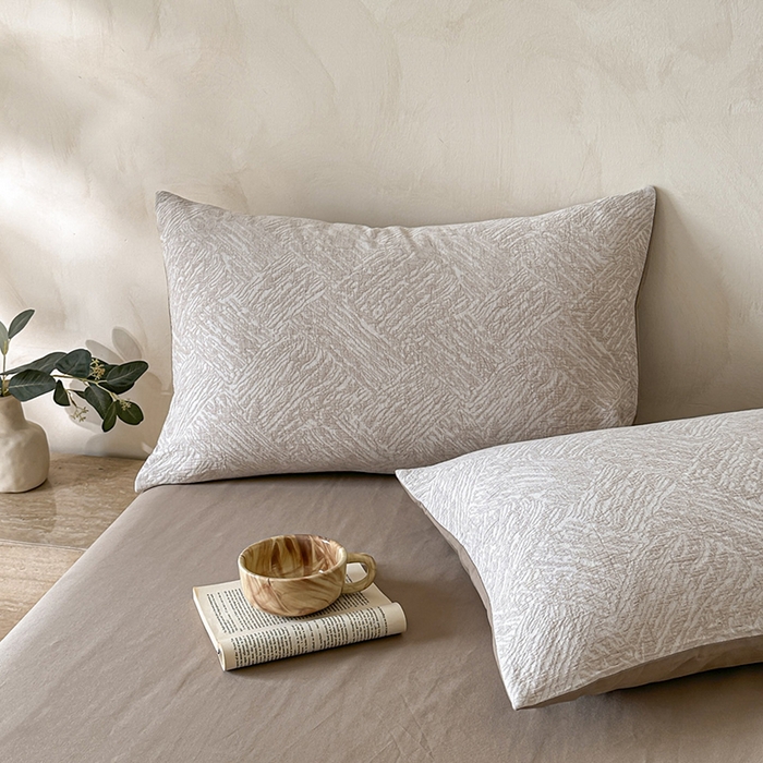 91家纺网 家纺一手货源 找家纺 小叮当家纺仓储工厂店 2025新款(买家秀 不断货)亲肤A类母婴级全棉纯棉三层纱色织提花磨毛四件套素影 素影-本色-米咖