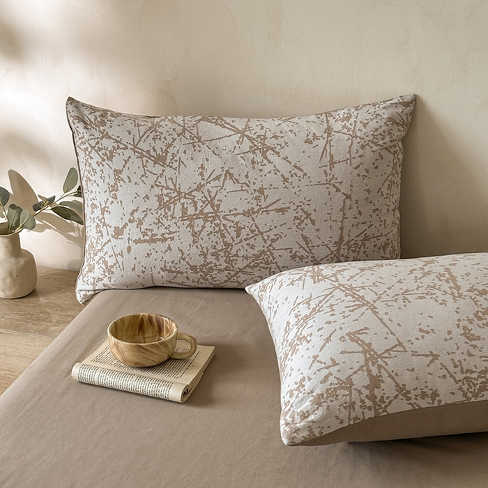 91家纺网 家纺一手货源 找家纺 小叮当家纺仓储工厂店 2025新款(买家秀 不断货)亲肤A类母婴级全棉纯棉三层纱色织提花磨毛四件套素影 素影-烟花-咖