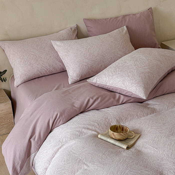 91家纺网 家纺一手货源 找家纺 小叮当家纺仓储工厂店 2025新款(买家秀 不断货)亲肤A类母婴级全棉纯棉三层纱色织提花磨毛四件套素影 素影-本色-粉