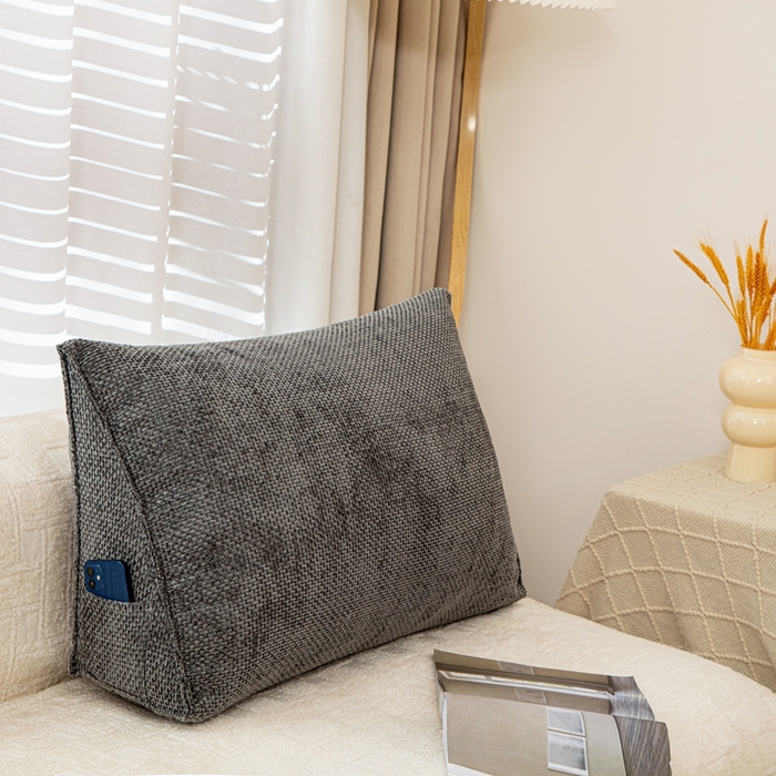 91家纺网 家纺一手货源 找家纺 沐沐家纺 2026新款十字绒三角靠背 碳黑黑