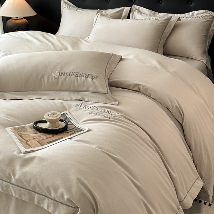 91家纺网 家纺一手货源 找家纺 小叮当家纺仓储工厂店 2025新款(买家秀 不断货)A类全棉长绒棉纯棉加厚刺绣磨毛四件套-邂逅 邂逅-钛银灰