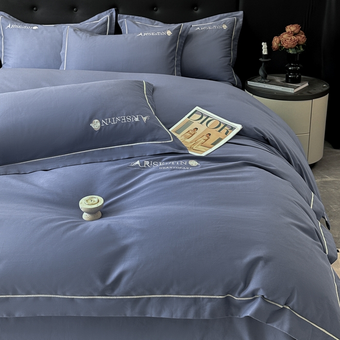 91家纺网 家纺一手货源 找家纺 小叮当家纺仓储工厂店 2025新款(买家秀 不断货)A类全棉长绒棉纯棉加厚刺绣磨毛四件套-邂逅 邂逅-巴黎蓝