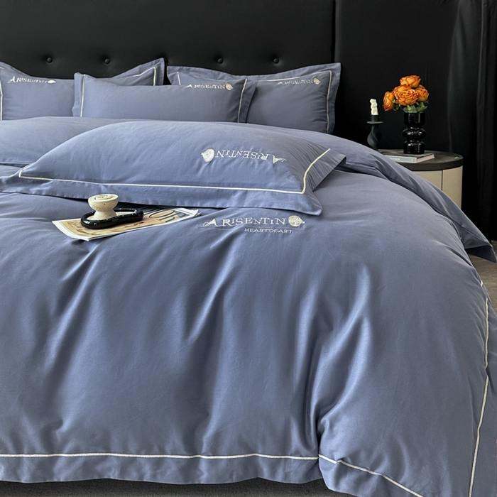 91家纺网 家纺一手货源 找家纺 小叮当家纺仓储工厂店 2025新款(买家秀 不断货)A类全棉长绒棉纯棉加厚刺绣磨毛四件套-邂逅 邂逅-巴黎蓝