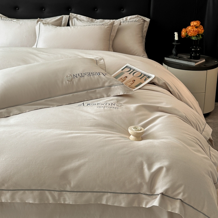 91家纺网 家纺一手货源 找家纺 小叮当家纺仓储工厂店 2025新款(买家秀 不断货)A类全棉长绒棉纯棉加厚刺绣磨毛四件套-邂逅 邂逅-钛银灰