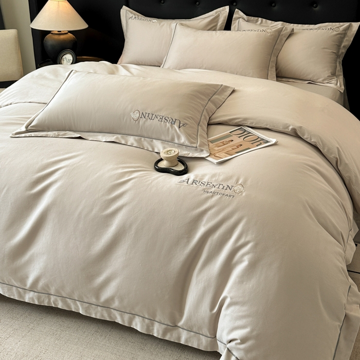 91家纺网 家纺一手货源 找家纺 小叮当家纺仓储工厂店 2025新款(买家秀 不断货)A类全棉长绒棉纯棉加厚刺绣磨毛四件套-邂逅 邂逅-钛银灰