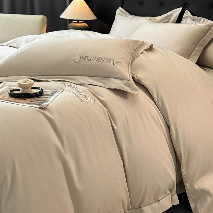 91家纺网 家纺一手货源 找家纺 小叮当家纺仓储工厂店 2025新款(买家秀 不断货)A类全棉长绒棉纯棉加厚刺绣磨毛四件套-邂逅 邂逅-钛银灰