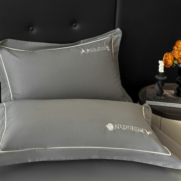 91家纺网 家纺一手货源 找家纺 小叮当家纺仓储工厂店 2025新款(买家秀 不断货)A类全棉长绒棉纯棉加厚刺绣磨毛四件套-邂逅 邂逅-气质灰